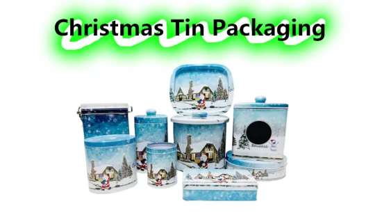 Wholesale Custom Printing Tinplate Can Packaging Oval Shaped Metal Box Christmas Luxury Coffee Tea Tin