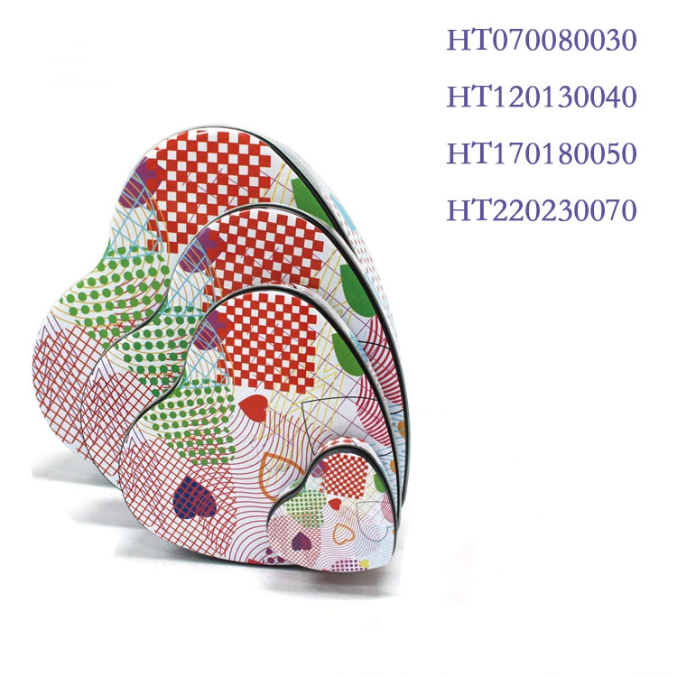 Custom Mother&prime;s Valentine&prime;s Day Chocolate Gift Packaging Metal Heart Shaped Tin
