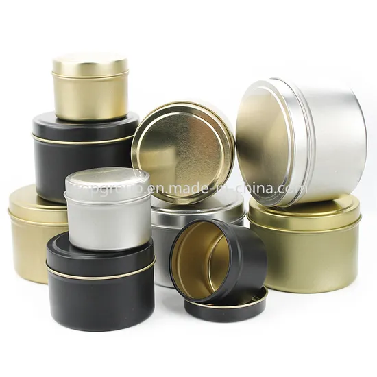 Custom Wholesale 8/6/4/2oz Round Candles Tin Black Cans Empty Tinplate Tin for Making Candles 