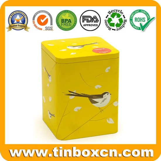 Empty Square Pet Food Metal Storage Tin Can for Bird Treats 