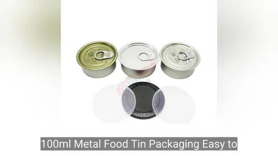 100ml Metal Food Tin Packaging Easy to Open Round Empty Lid Tin TCA108 for Sweets, Cakes, Biscuits, Pet Food, Tea 