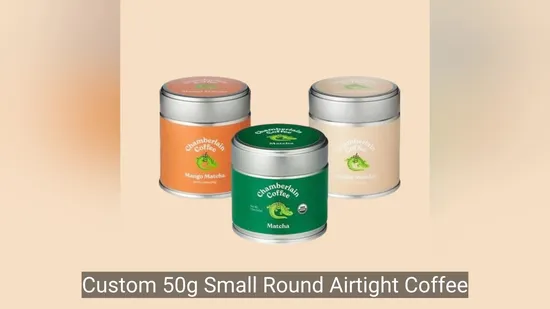Custom 50g 30g Small Round Airtight Coffee Tea Packaging Can Matcha Tin Can 