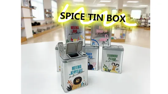 High Quality Tinplate Seasonings Container Recyclable Rectangular Metal Spice Shaker Tin Box for Spice Met 
