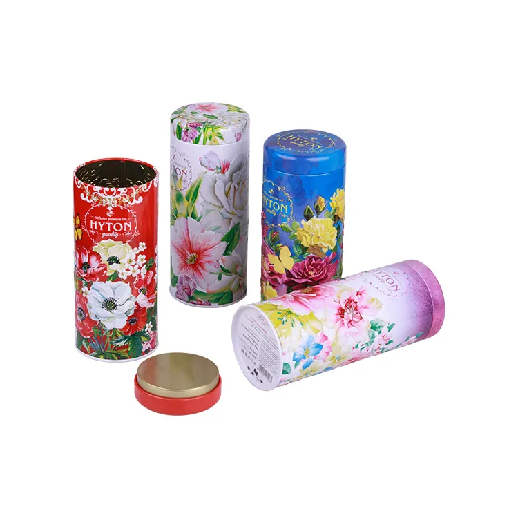 Custom Printed Airtight Round Coffee Tea Tin Metal Tin Box with Lid