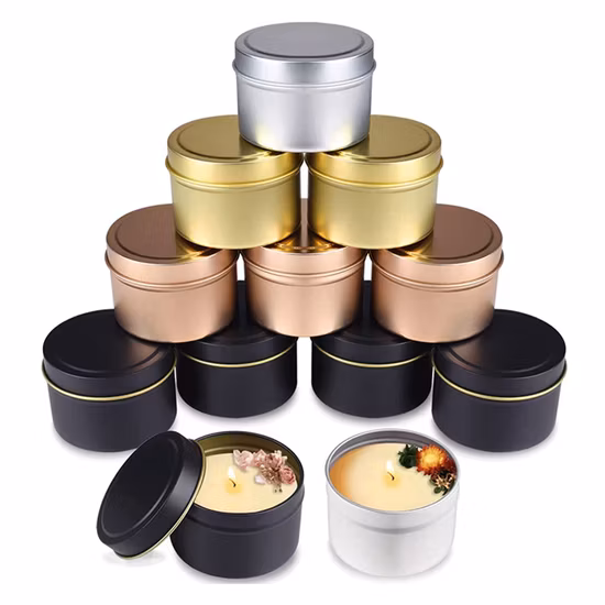 Wholesale 8oz Empty Round White Black Metal Candle Tin Can Candle Tin
