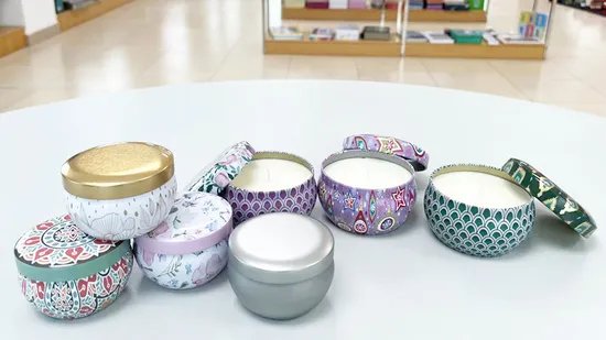 Custom Printing Tinplate Storage Container Drum Shaped Metal Box/Can 4 Oz Aromatheraply Tin Candle Jar with Lid for Candle 