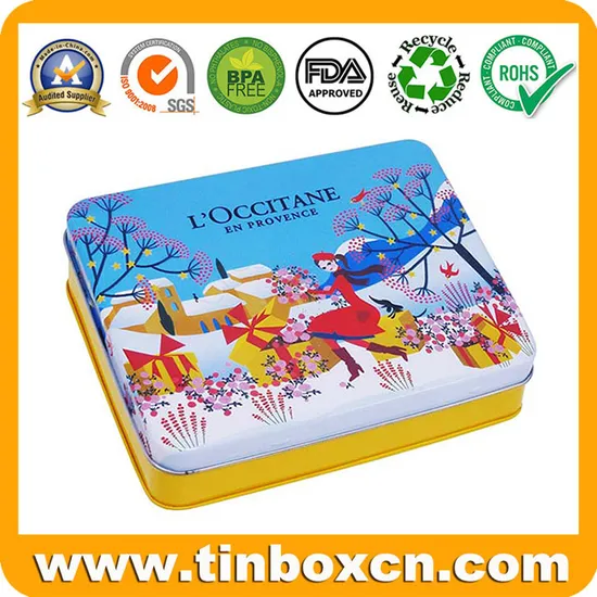 Stylish Rectangle Gift Box Tin Case Christmas Metal Tin for Promotional Festival Storage Container 