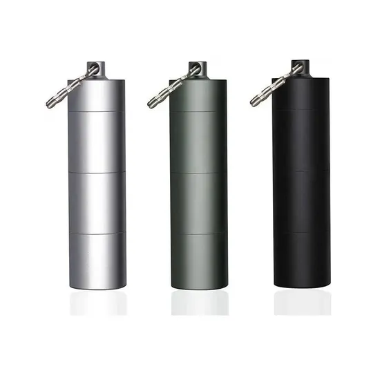 Portable Keychain Case Metal Pocket Emergency Pill Container Dispenser Box Outdoor Medicine Bottle Tin for Daily Supplyments 