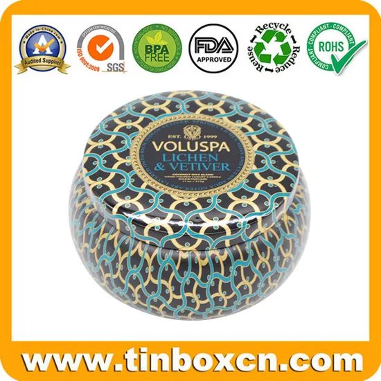 Empty Metal Seamless Round Shaped Scented Candle Tin Box Set 