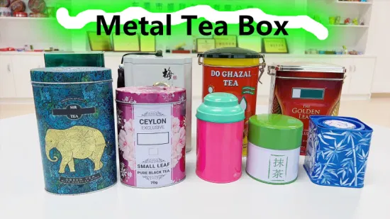 Factory Custom Tinplate Canister Storage Container Rectangular Round Metal Box Packaging Luxury Tea Tin Can for Loose Tea